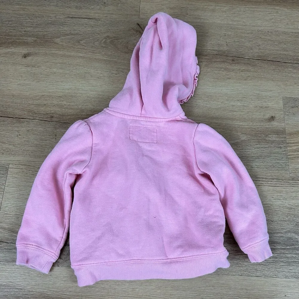 Vintage OshKosh Girls 18M Hoodie Zip Jacket Pink Butterfly Embroidery Baby